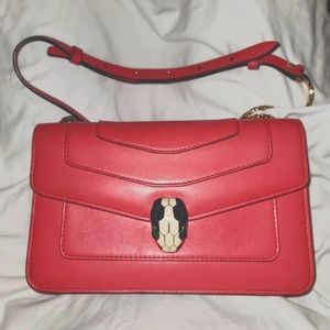 Nwt Bvlgari Serpenti Forever Sea Star Coral Calf Leather And Enamel Shoulder Bag